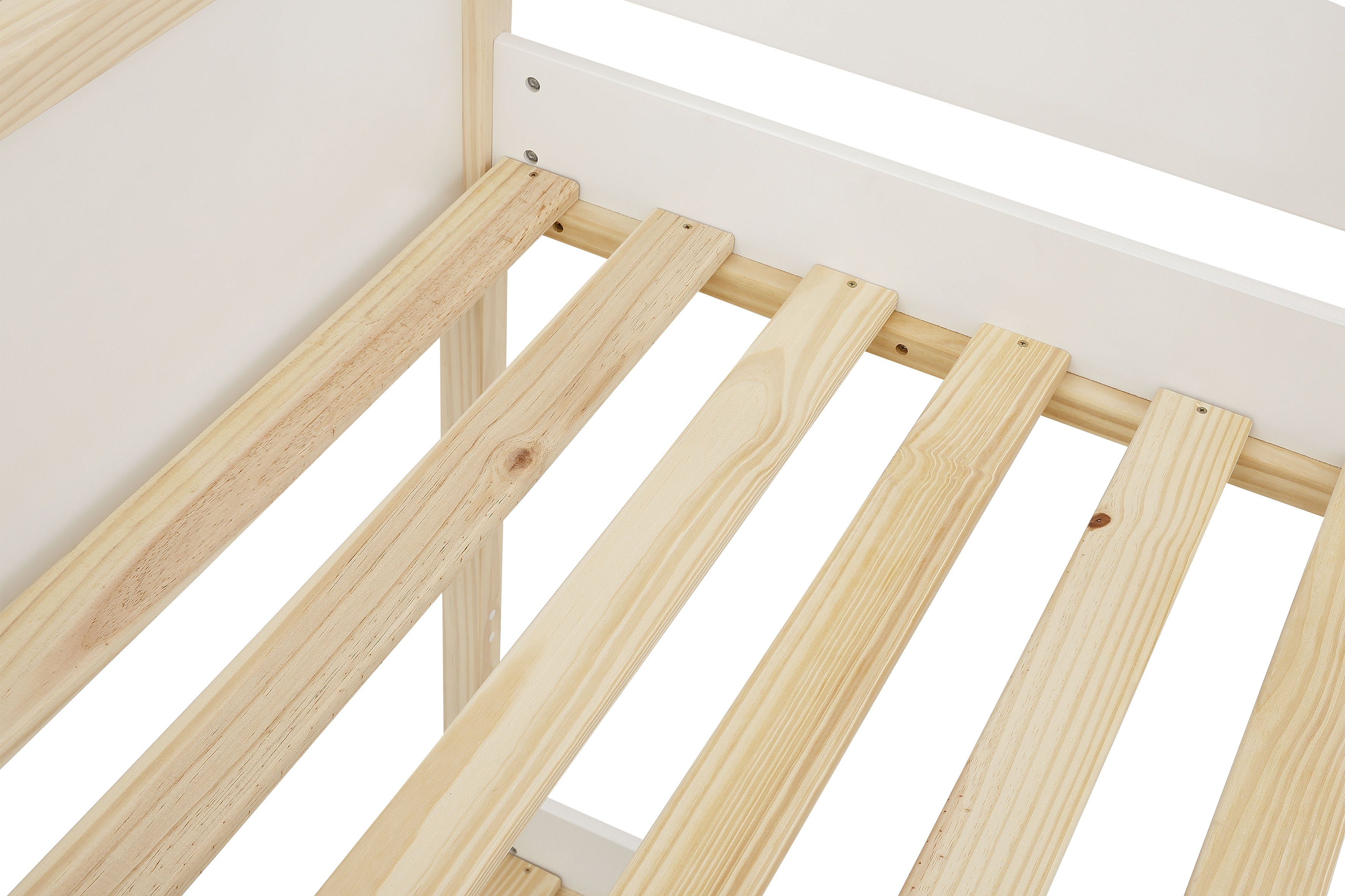 OTTO home Hochbett Janne Kiefernholz, Einzelbett, inklusive Holzleiter, Liegefläche 90x200 cm