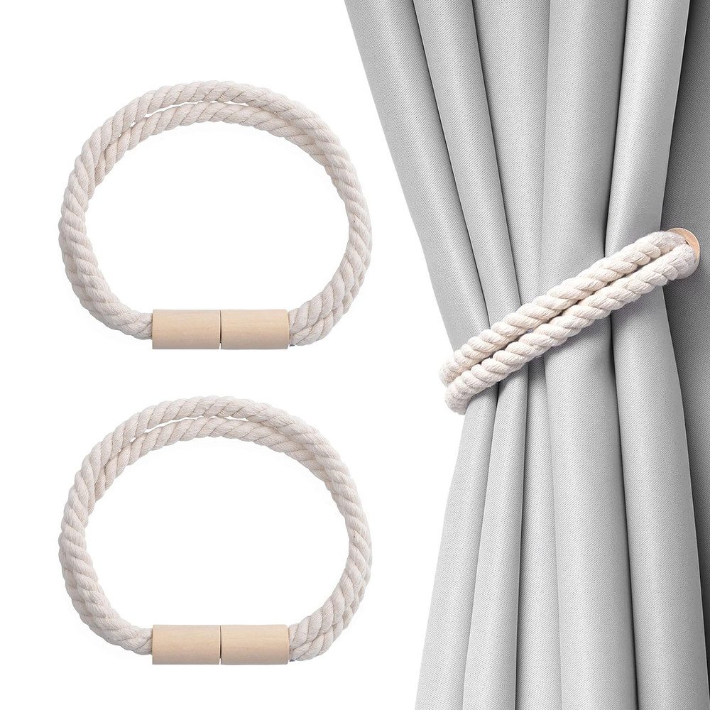 TUWENA Raffhalter 2 Stück Magnetische Vorhang Raffhalter aus Holz,Gardinen Raffhalter, Vorhanghalter für Zuhause und Büro, Fenstervorhänge