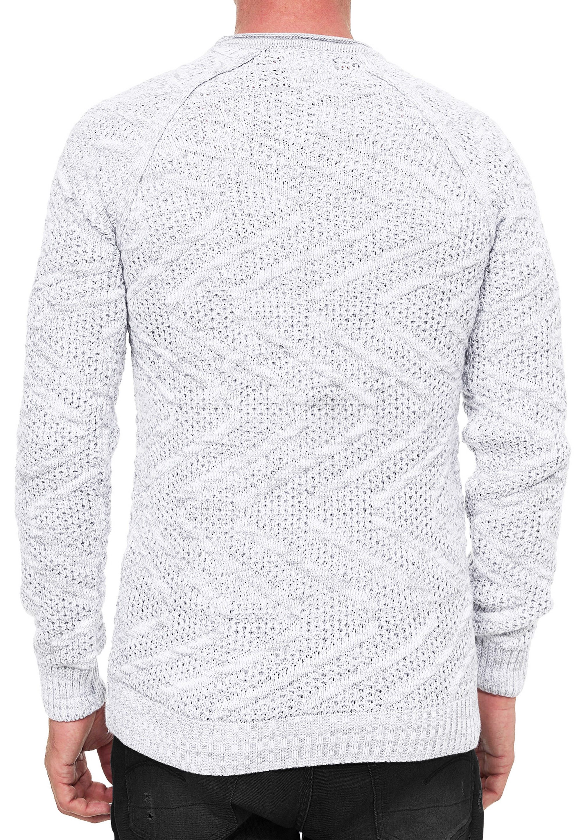 R-NEAL Rundhalspullover Herren Strick Kontrast Pulli günstig online kaufen