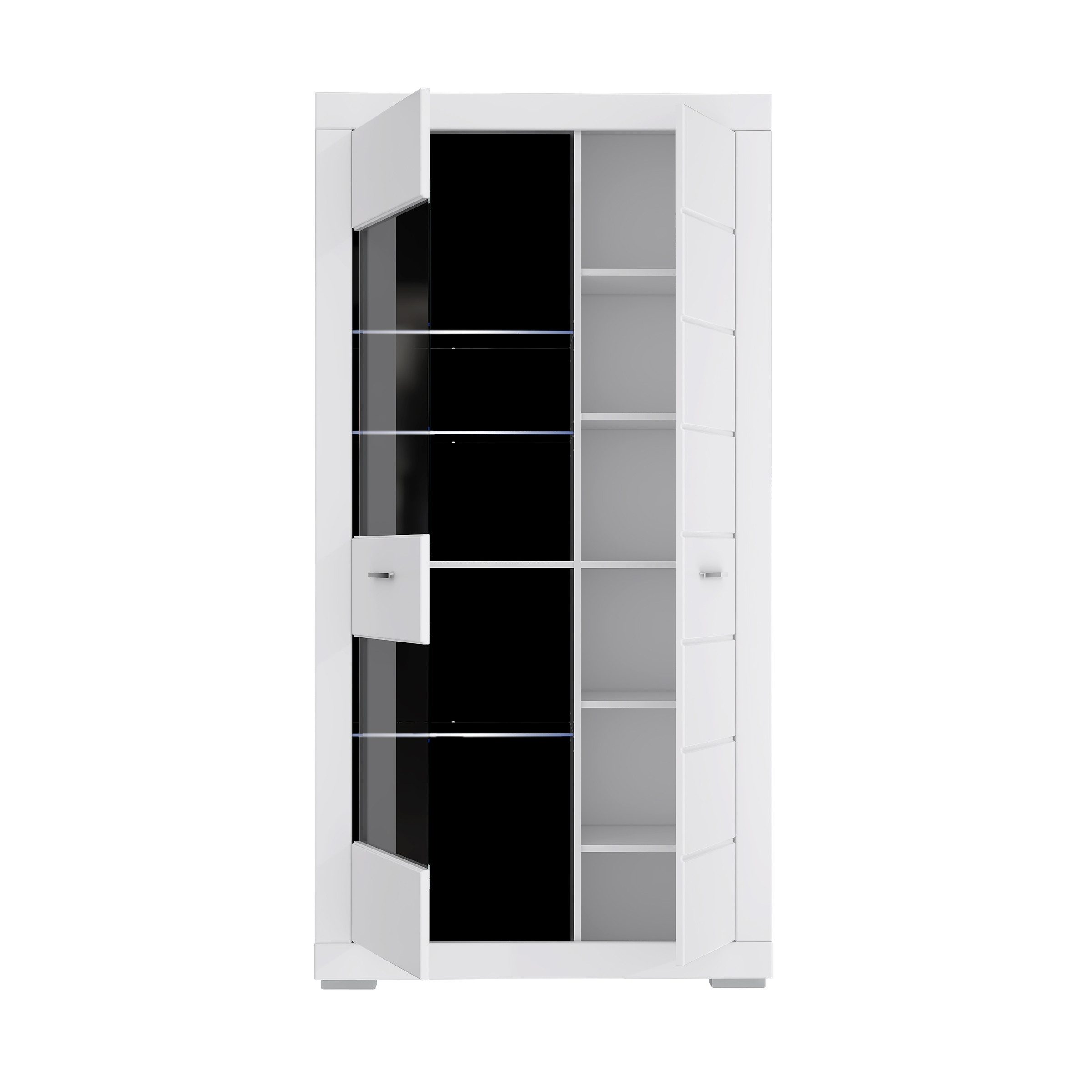 freiraum Vitrine SNOW 2 Türen, 1 verglast, in weiß - 101x198,5x41,4cm (BxHxT)