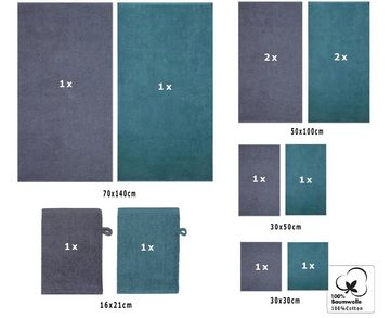 Betz Handtuch Set 12 TLG. Handtuch Set BERLIN Farbe dunkelgrau - taubenblau, 100% Baumwolle (12 Teile, 12-St)