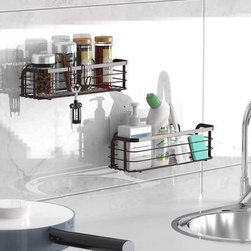 Elegear Duschkorb Duschablage Edelstahl, Duschregal ohne bohren mit Haken (Set, 2 St., 2-tlg), Duschablage Selbstklebendes mit 3 Klebeflächen für Bäder Küchen