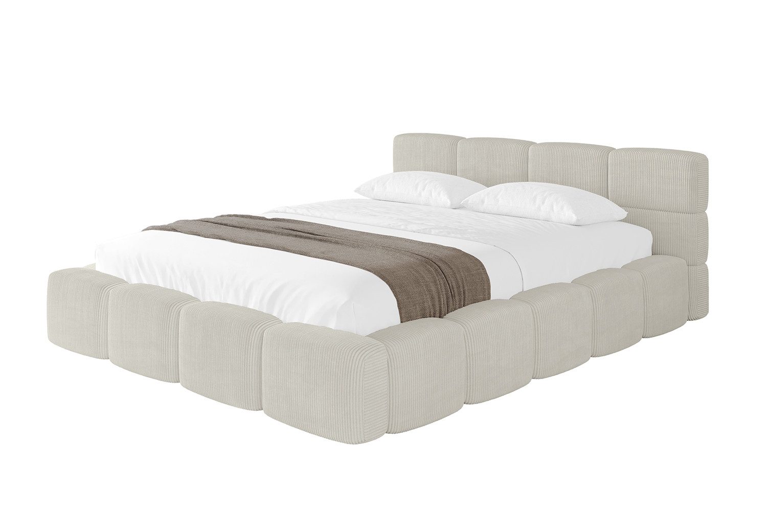 ALTDECOR Polsterbett NATA-v1 (Polsterbett mit Bettkasten und Lattenrost, Boxbett mit Matratze), Doppelbett mit Stauraum, Bett mit Kopfteil