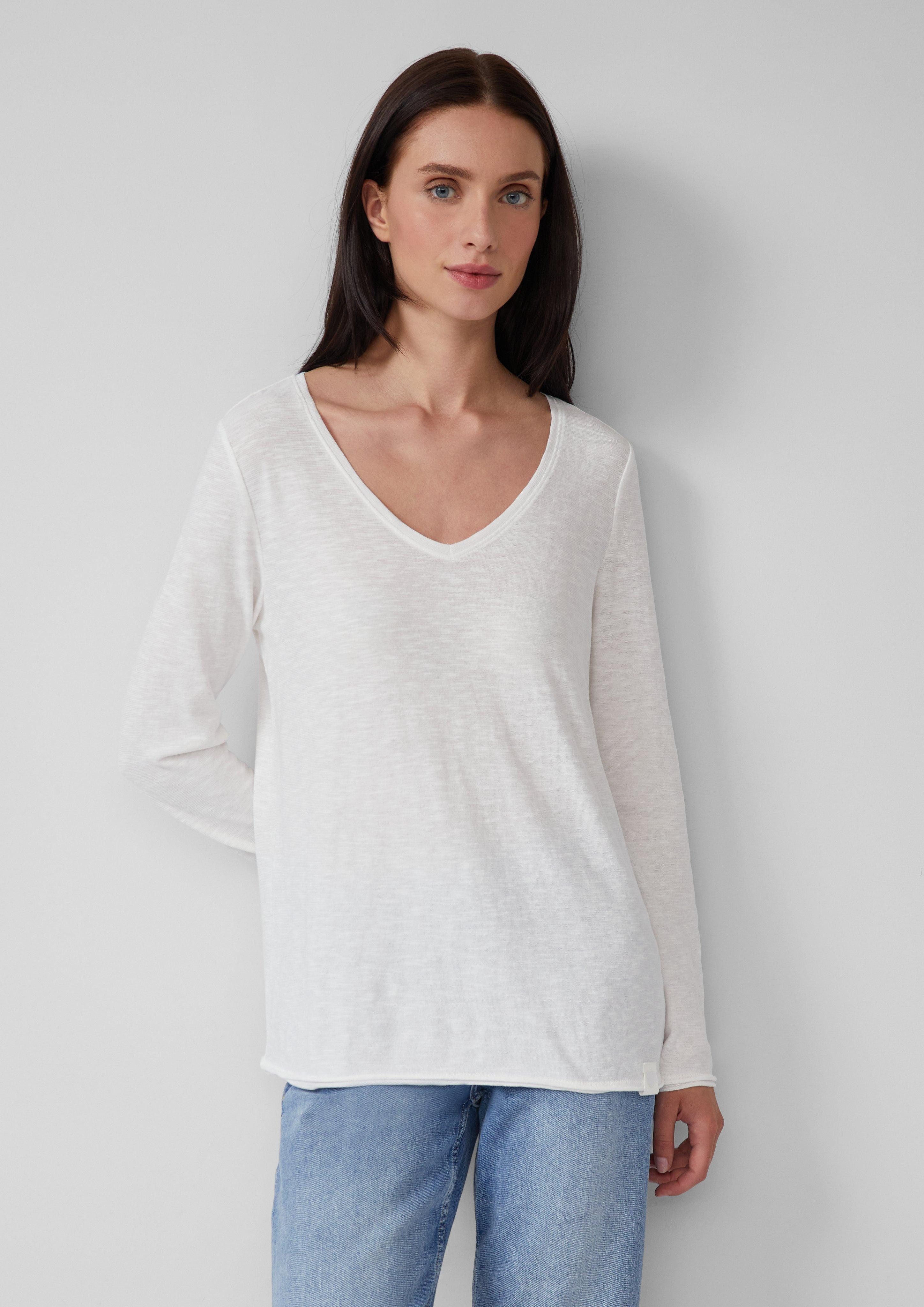 s.Oliver Langarmshirt Jersey-Shirt mit V-Ausschnitt und günstig online kaufen