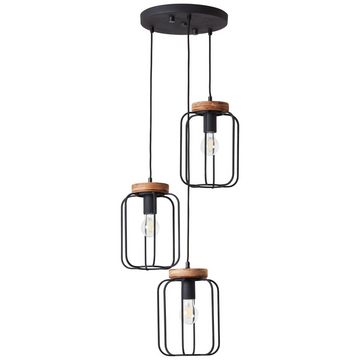 Brilliant Pendelleuchte 3-flammig, Holz, schwarz+braun, Einbau, B420mm, Höhenverstellbar