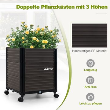 COSTWAY Blumenkasten (1 St), mit Rosenbogen, 2 Pflanzkästen auf Rollen