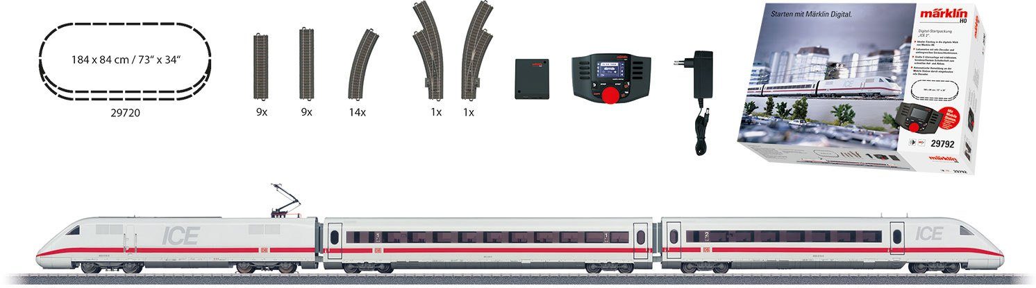 Märklin Modelleisenbahn-Set Märklin Digital - Startpackung ICE 2, Wechselstrom - 29792, Spur H0