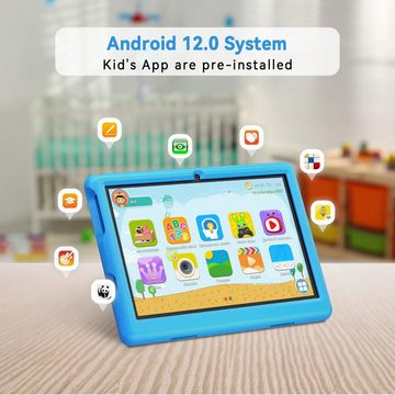 Wqplo Kindersicherungsmodus Tablet (10", 64 GB, Androïd 13, 2,4G+5G, Für Kinder mit Quad-Core Bluetooth, WLAN, Kindersicherung, Dual-Kamera)