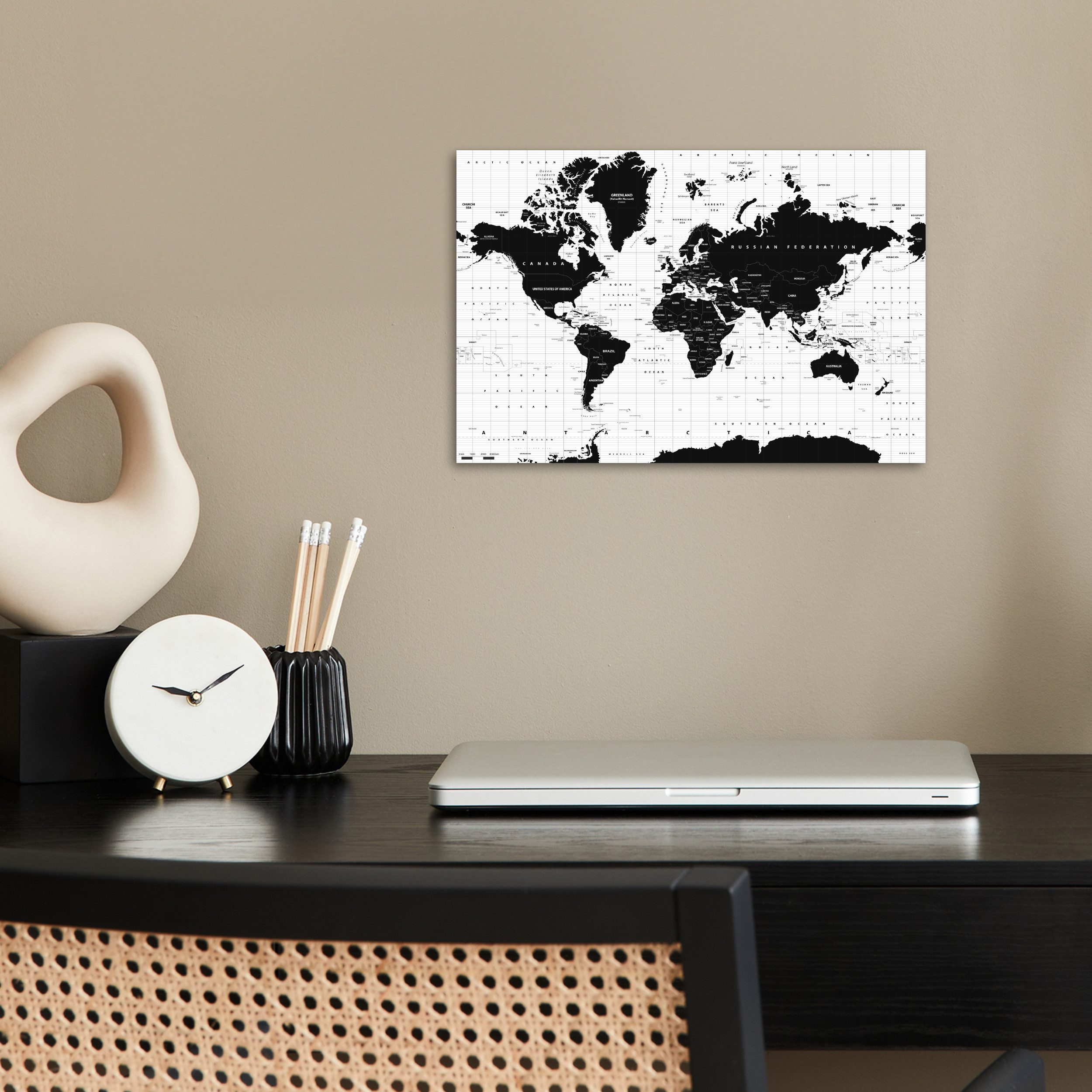 MuchoWow Poster Weltkarte - Schwarz - günstig online kaufen