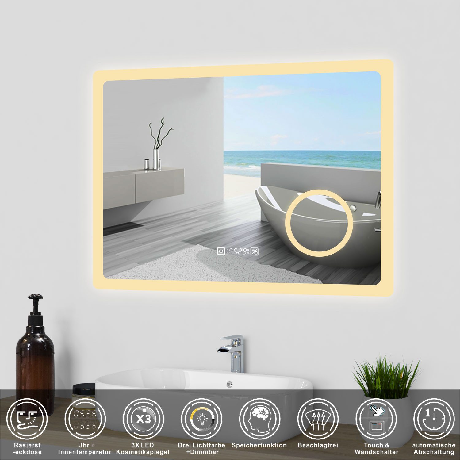 duschspa Badspiegel LED Spiegel mit Steckdose günstig online kaufen