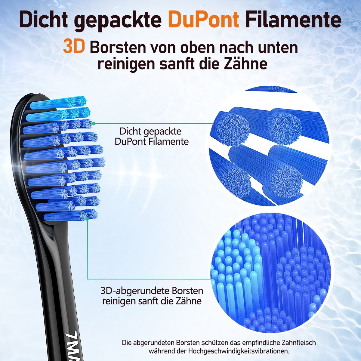 MCURO Aufsteckbürsten Ersatzbürsten Kompatibel mit D36 Elektrischen Zahnbürste, PEDEX-Bürstenkopf, Zahnbürstenköpfe Schwarz, Arbeitet mit Precision Clean, 3D Whitening, Sensitive Clean, U-förmige Borsten, Standardgröße,Ersatzbürsten für Schallzahnbürste