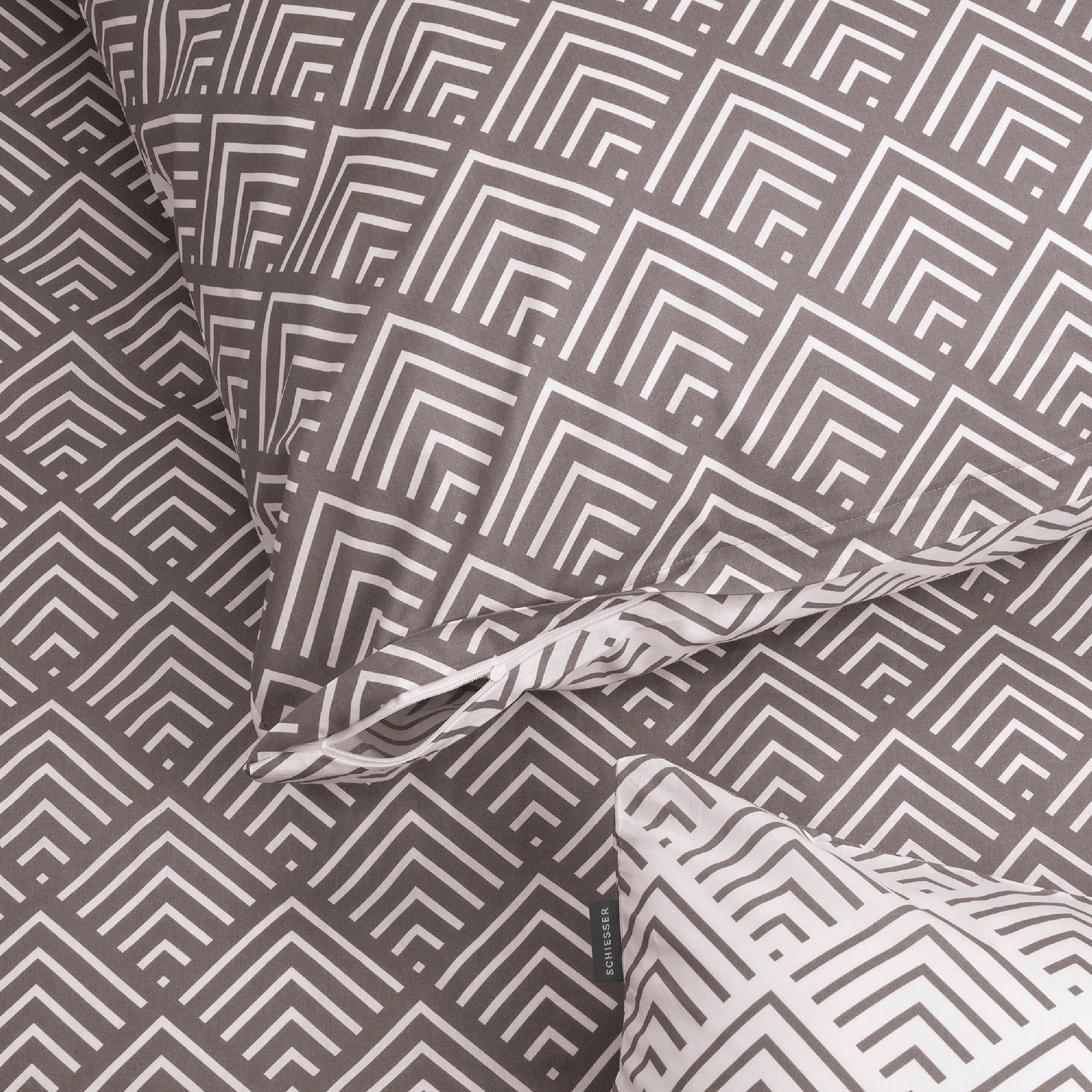 Schiesser Bettwäsche Mabel aus weicher Baumwolle mit abstraktem Muster, Renforcé, 2 teilig, MADE IN GREEN by OEKO-TEX®