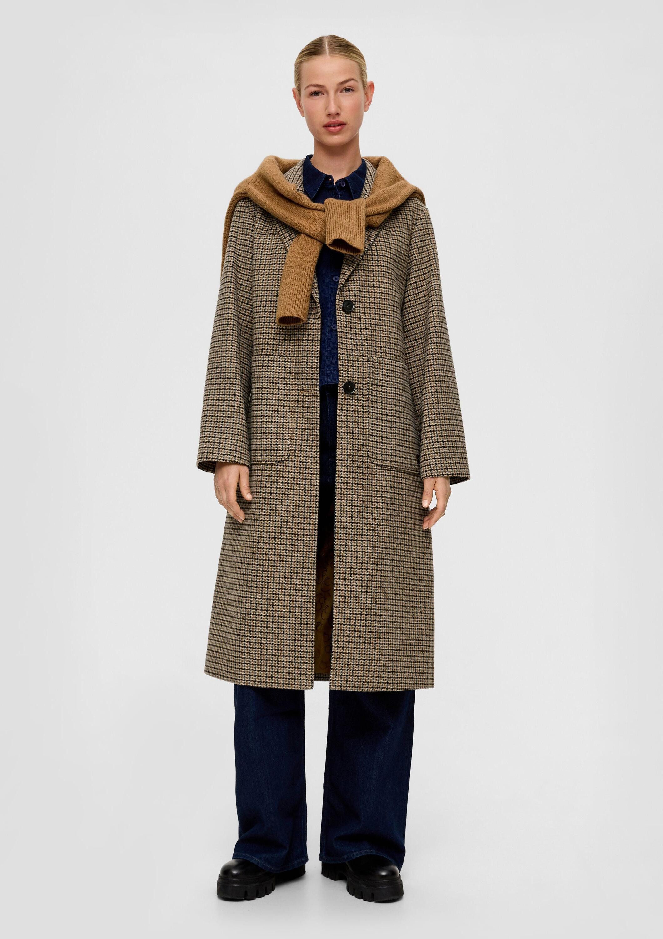 s.Oliver Funktionsmantel Outdoor-Mantel Karierter Mantel mit Wollanteil günstig online kaufen