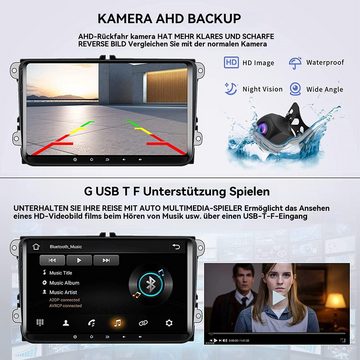 Hikity 9 Zoll Android für VW Polo Passat Tiguan GPS Spiegelung mit Kamera Autoradio (Bluetooth für iOS / Android. Mirror Link für iPhone, Kapazitiver Touchscreen)
