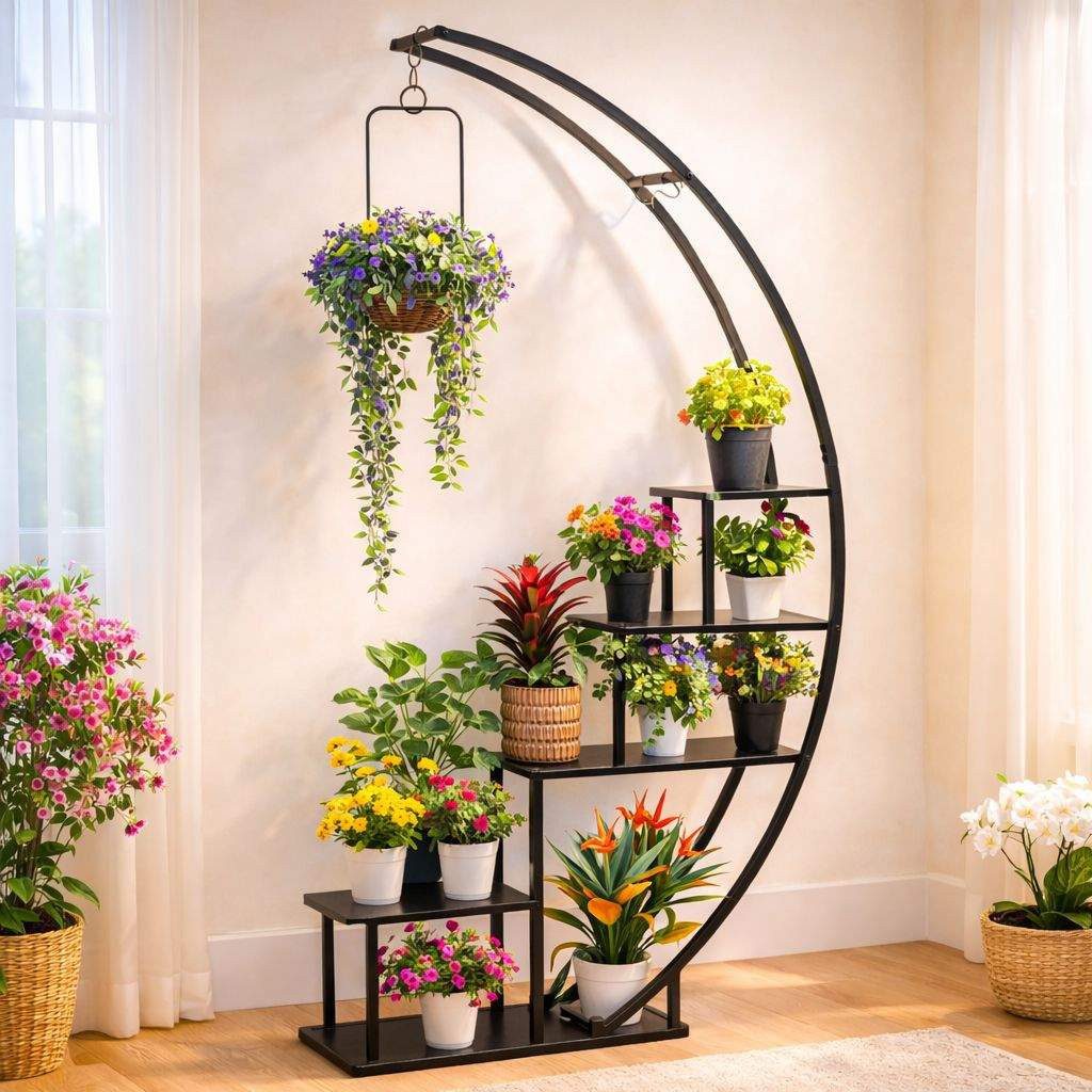 DanDiBo Blumenständer Indoor 170 cm Hoch Metall Schwarz Halbrund 96585 Blum günstig online kaufen