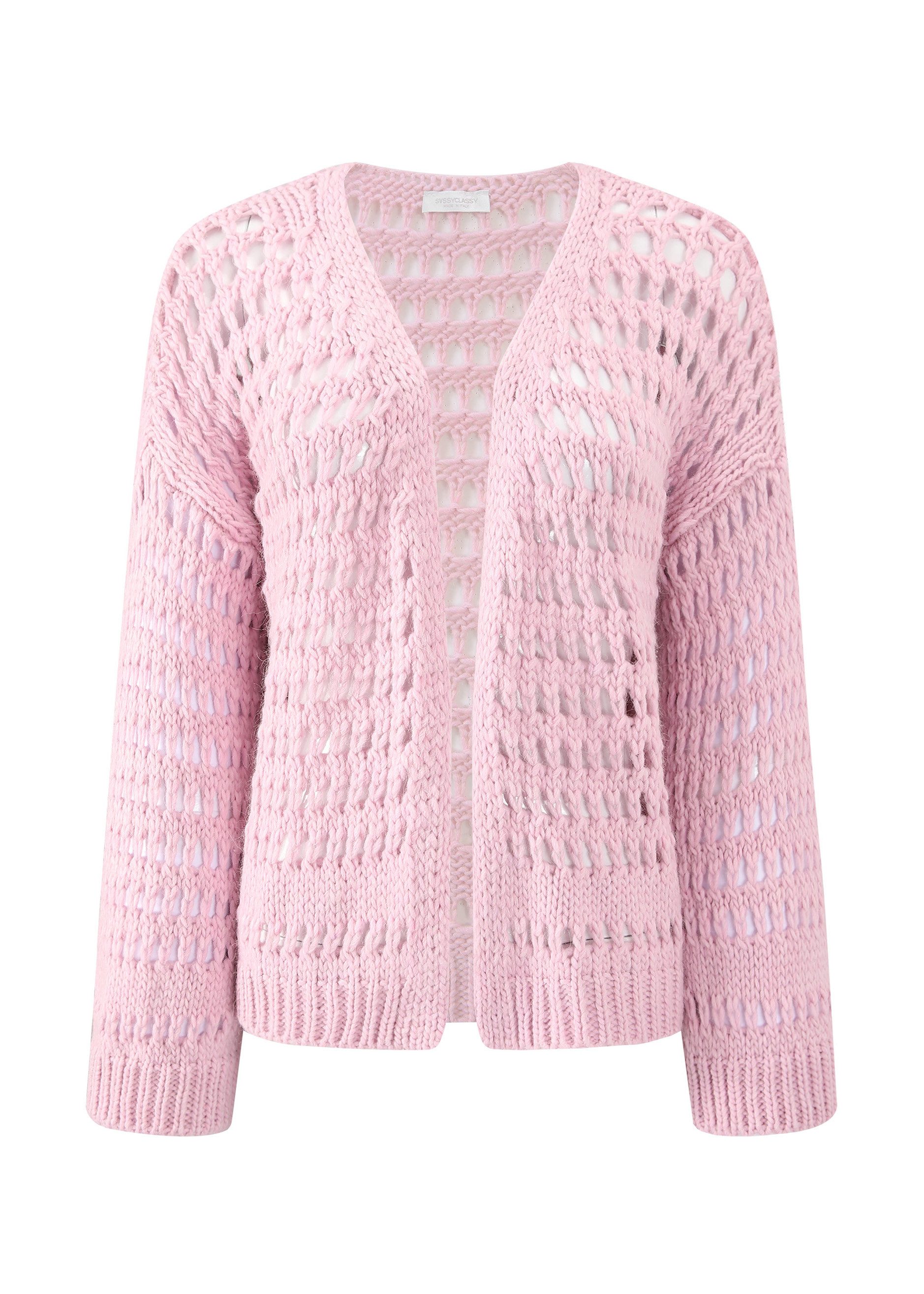 SASSYCLASSY Cardigan Oversize Strickcardigan Damen mit Lochstrickmuster Läs günstig online kaufen