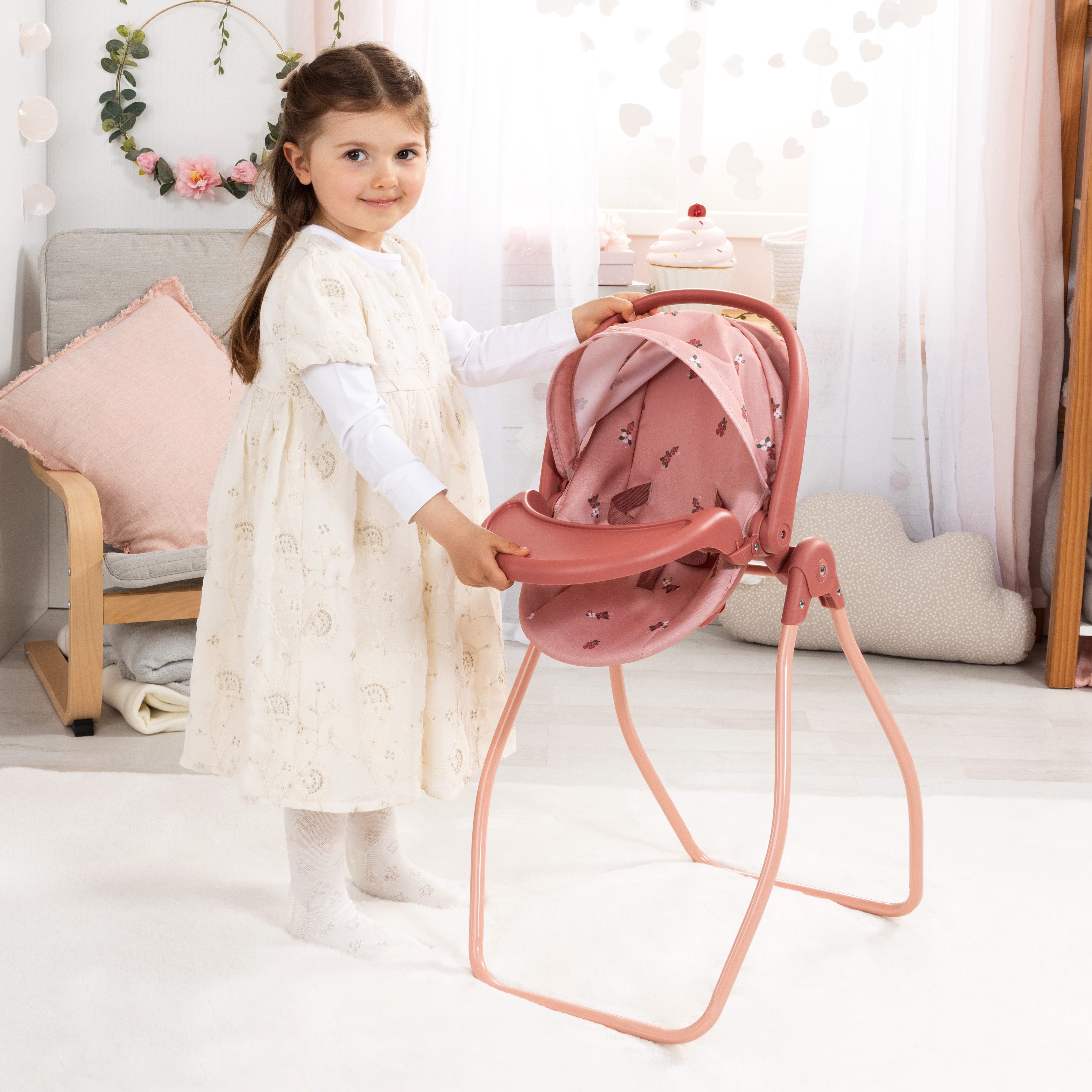 Bayer Puppen Autositz 4in1 Puppen-Autositz mit Wippe, rosa, Puppenhochstuhl, -bett, -schaukel oder -trage – Bild 5 von 5