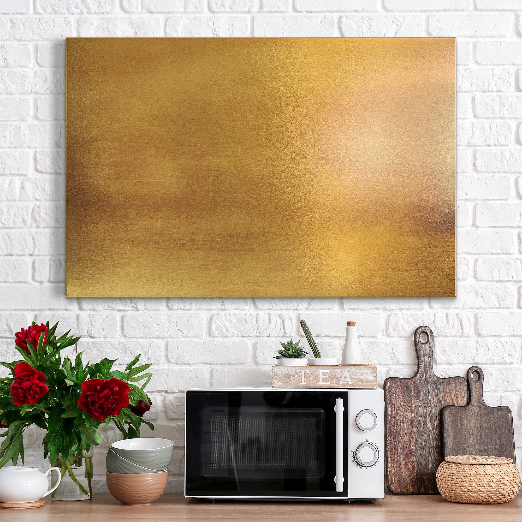 DEQORI Magnettafel 'Gebürstetes Goldblech', Metall Whiteboard für alle Magnete, Magnetboard magnetisch