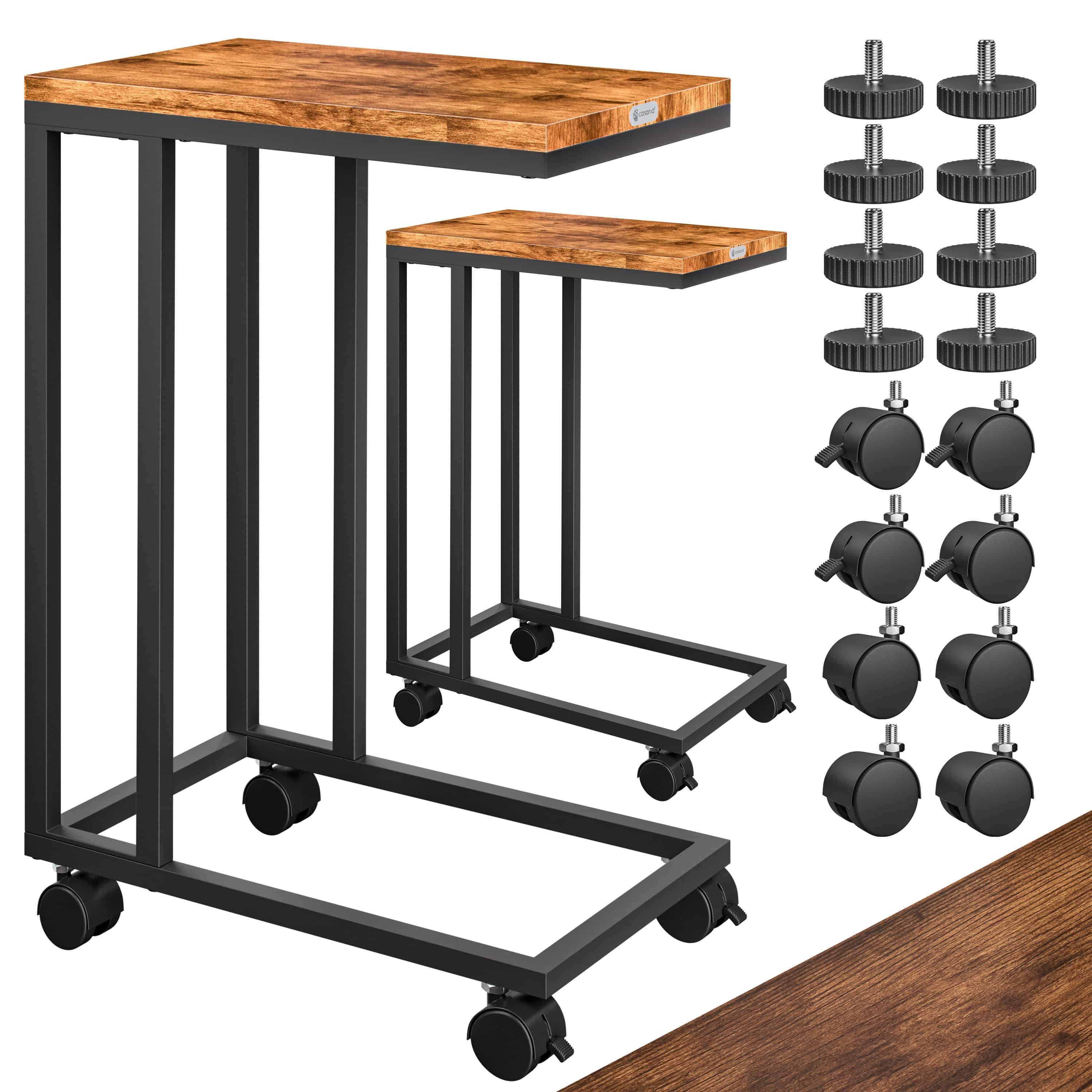 Casaria Beistelltisch, mit Rollen und Standfüßen 50x35x70cm 40kg Belastbarkeit Kippsicher