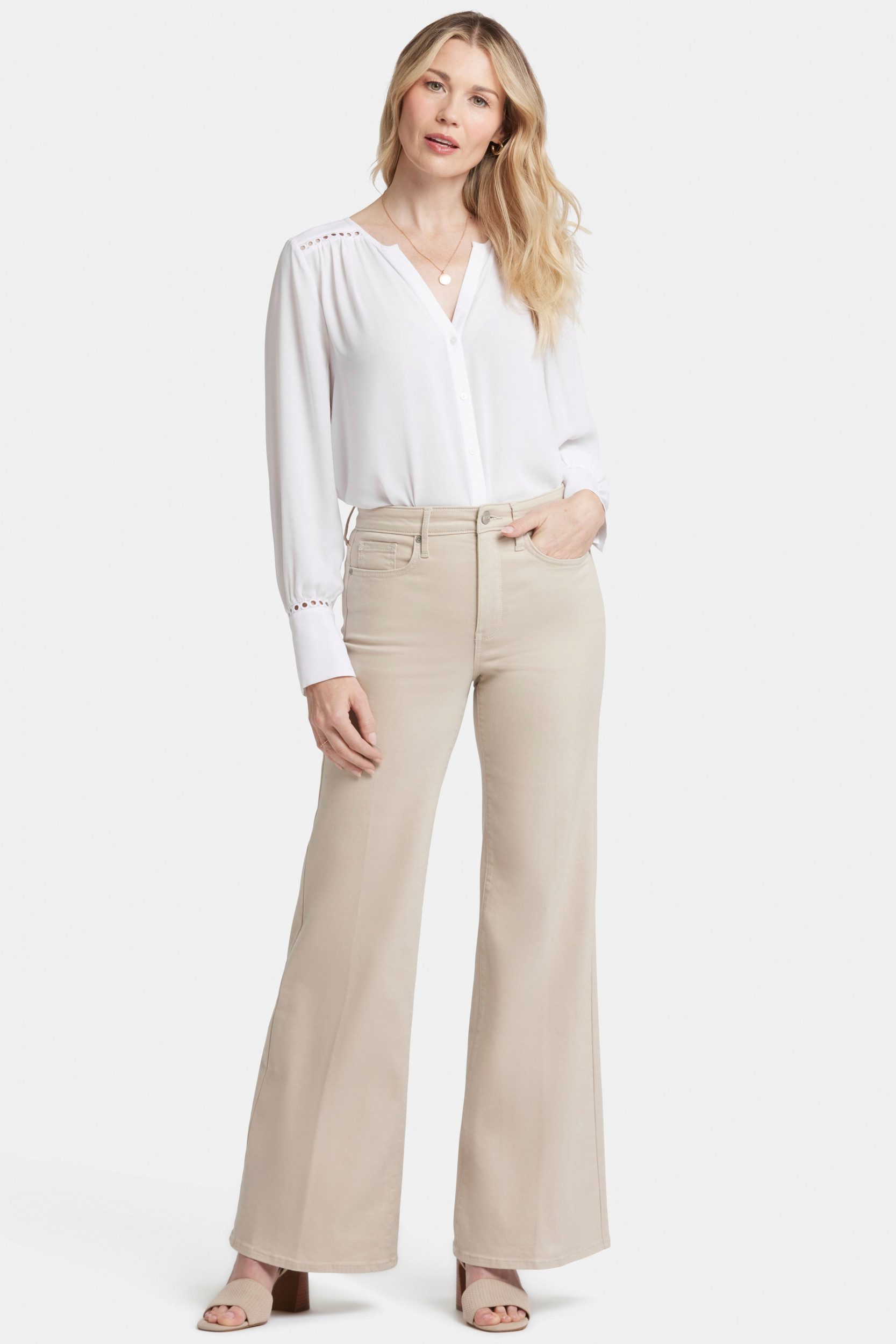 NYDJ Weite Jeans Mia Palazzo Jeans in kurzegröße mit hoher Taille