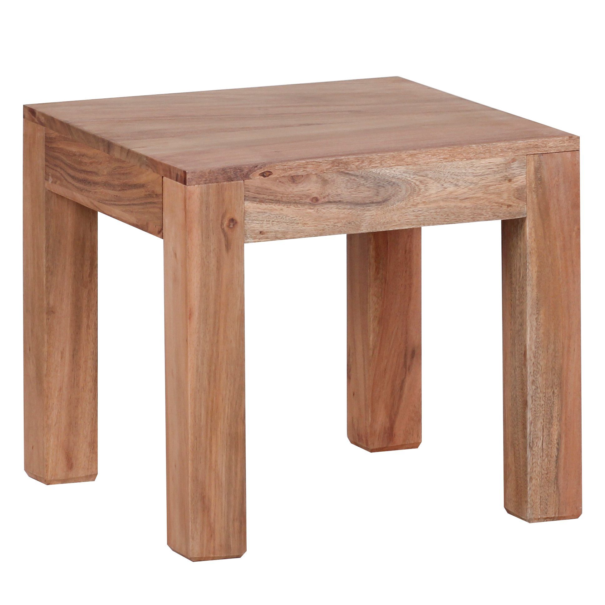 möbelando Couchtisch Couchtisch Massiv-Holz Akazie 45 cm breit Wohnzimm, Couchtisch Massiv-Holz Akazie 45 cm breit Wohnzimmer-Tisch Design braun Landhaus-Stil Beistelltisch Natur-Produkt Wohnzimmermöbel Unikat modern Massivholzmöbel Echtholz quadratisch