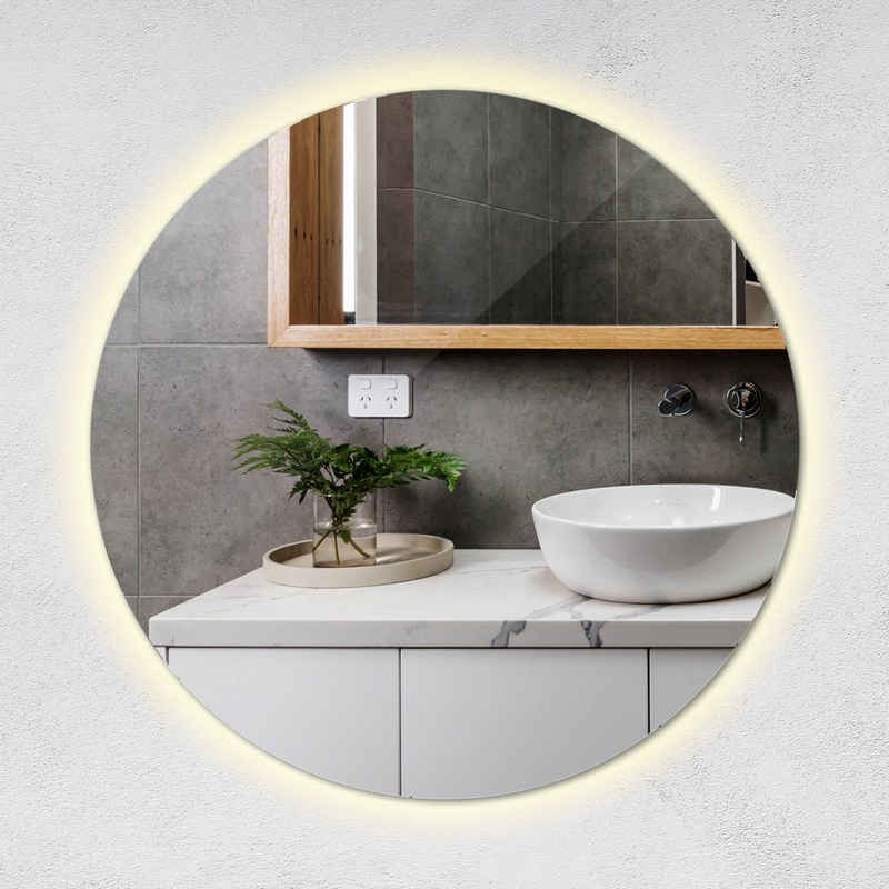 Tulup Зеркало для ванной комнаты Runder Зеркало Badezimmerspiegel mit LED-Beleuchtung Настенное зеркало, (Warmweiß 3000K)