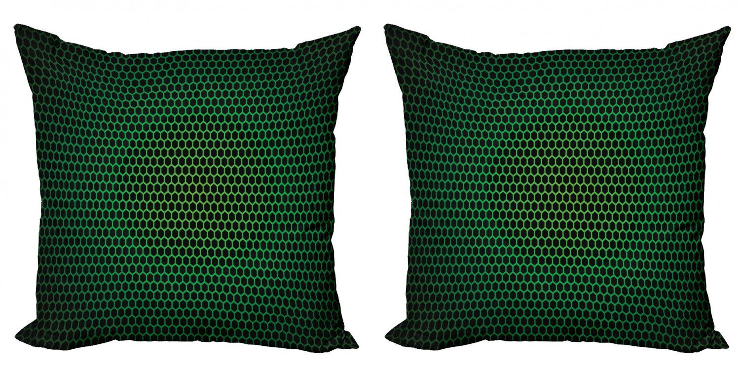 Kissenbezüge Modern (2 Accent Polygonen Waldgrün Grid Stück), Abakuhaus Doppelseitiger Tile Digitaldruck
