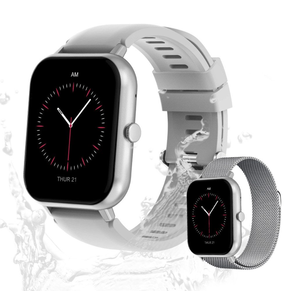 Valdus Herren's und Damen's IP67 Wasserdicht Fitness-Tracker Telefonfunktion Smartwatch (4,6 cm/1,83 Zoll, Android/iOS), mit austauschbarem weichem Mesharmband, mit Herzfrequenz, Blutdruck & GPS-Sensoren - IP67 Beste Funktions