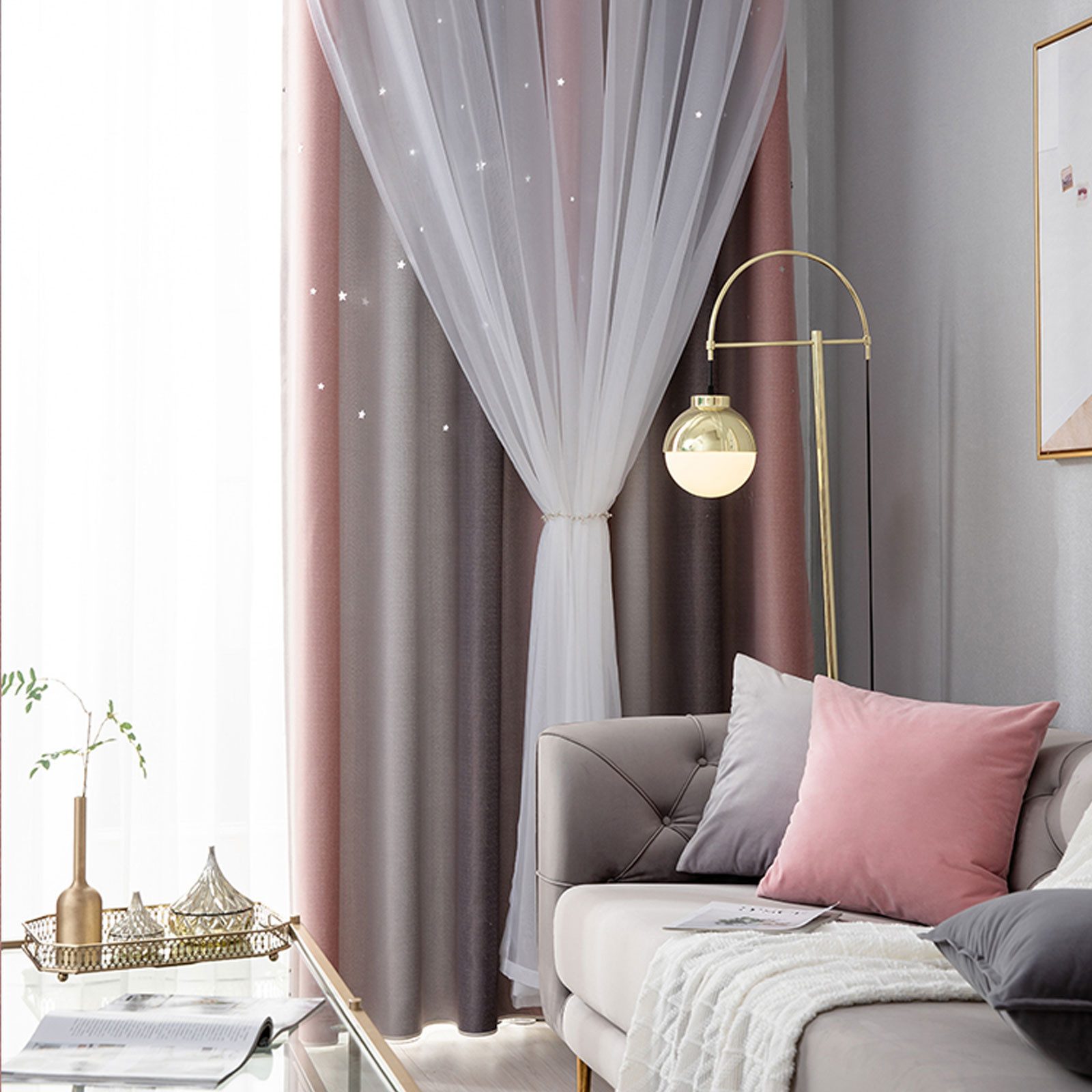 REDOM Verdunkelungsvorhang 2er Voile Farbverlauf Curtains günstig online kaufen