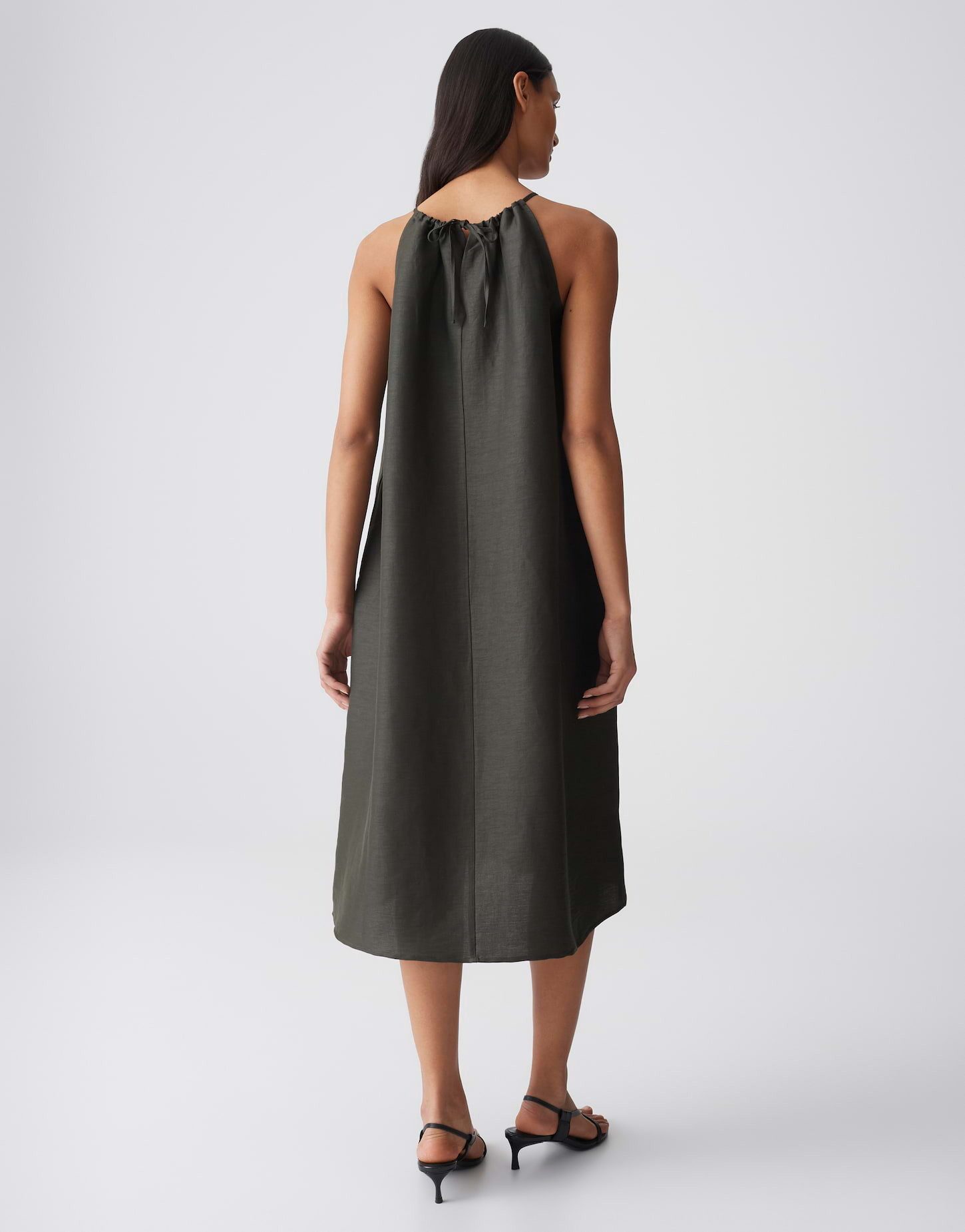 OPUS Trägerkleid WIDALA LINEN mit Leinenstruktur Schmale Träger und Kordel für leichte Sommerlooks