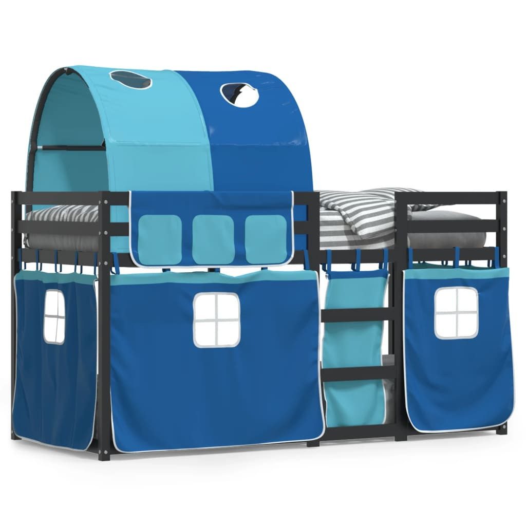 vidaXL Bett Etagenbett mit Vorhängen Blau günstig online kaufen