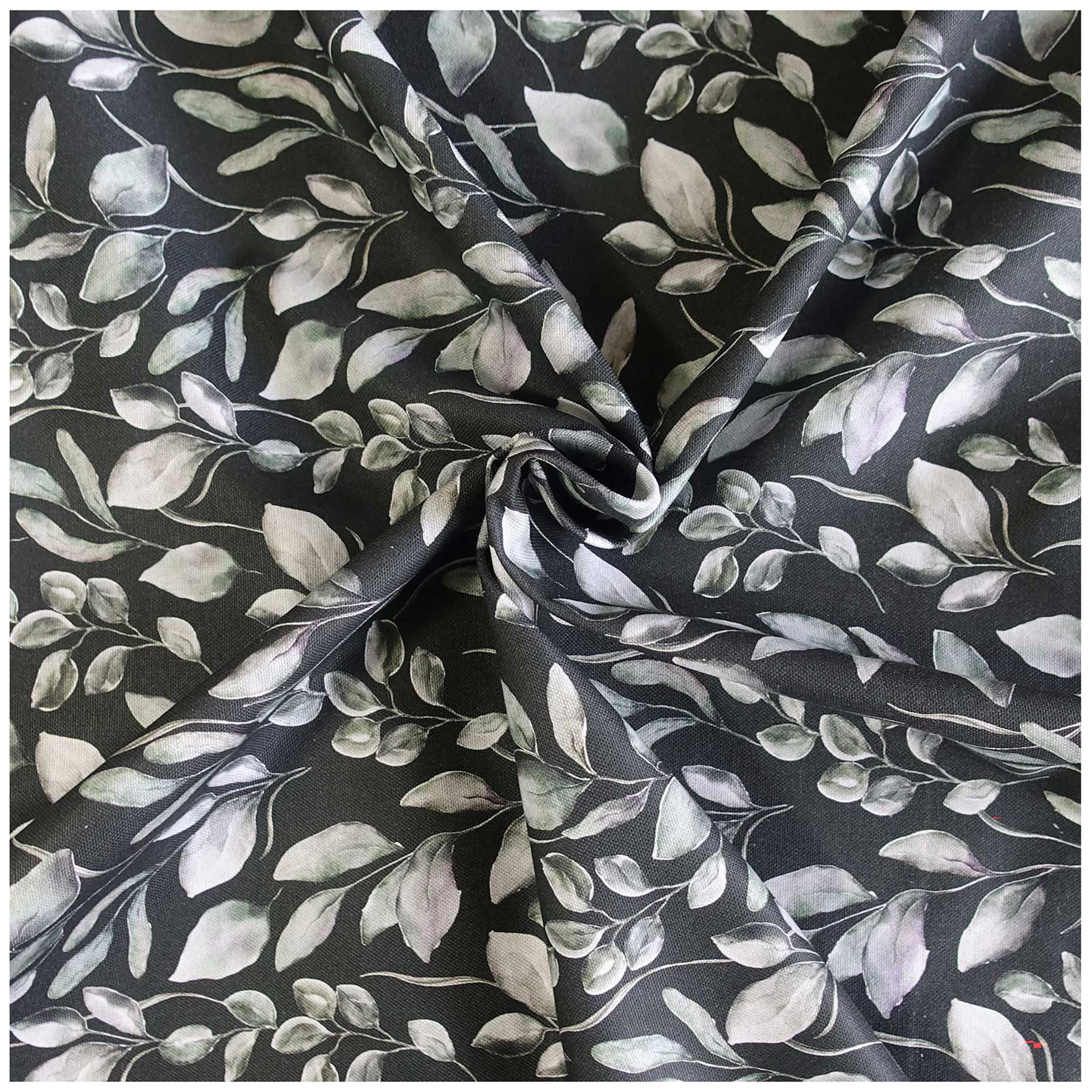 maDDma Stoff 0,5m bedruckter Canvas-Stoff Baumwollstoff Meterware, Motivwahl, Floral anthrazit