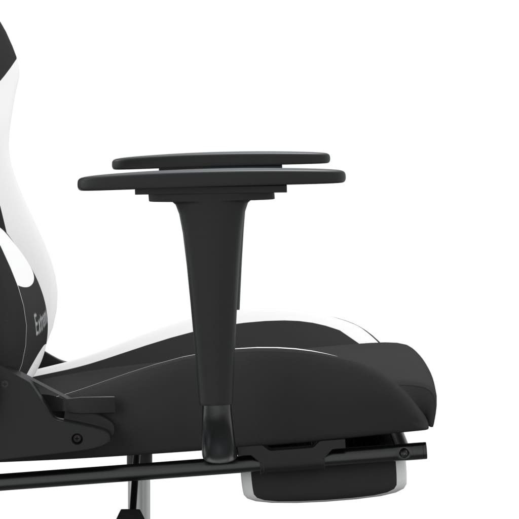 St) Weiß mit Fußstütze & Schwarz furnicato (1 Gaming-Stuhl und Massage Stoff
