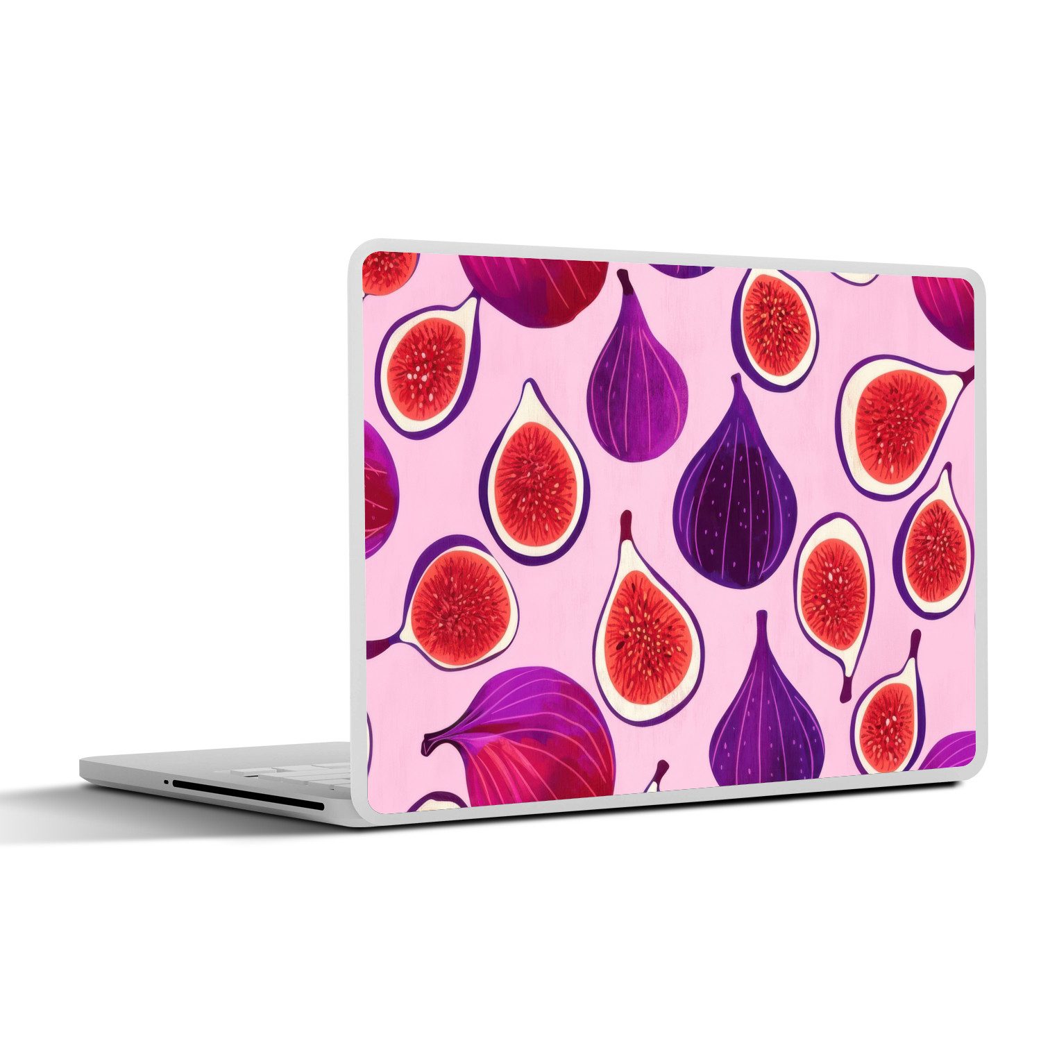 MuchoWow Laptop-Aufkleber Feigen - Rosa - Lila, (1tlg), Laptop Folien Cover, Aufkleber, Sticker, Schutz vor Kratzern, 25x18 cm