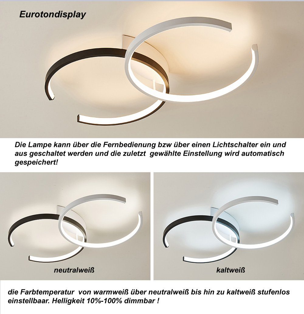 Euroton LED Deckenleuchte LED Deckenleuchte Fernbedienung Lichtfarbe einstellbar dimmbar Lampe, LED fest integriert, Deckenleuchte mit Fernbedienung Helligkeit: Dunkel-Hell, 10%-100% dimmbar. Lichtfarbe: kaltweiß-neutalweiß -warmweiß, 7000k-3000k stufenlos., Mit Fernbedienung Lichtfarbe und Helligkeit einstellbar