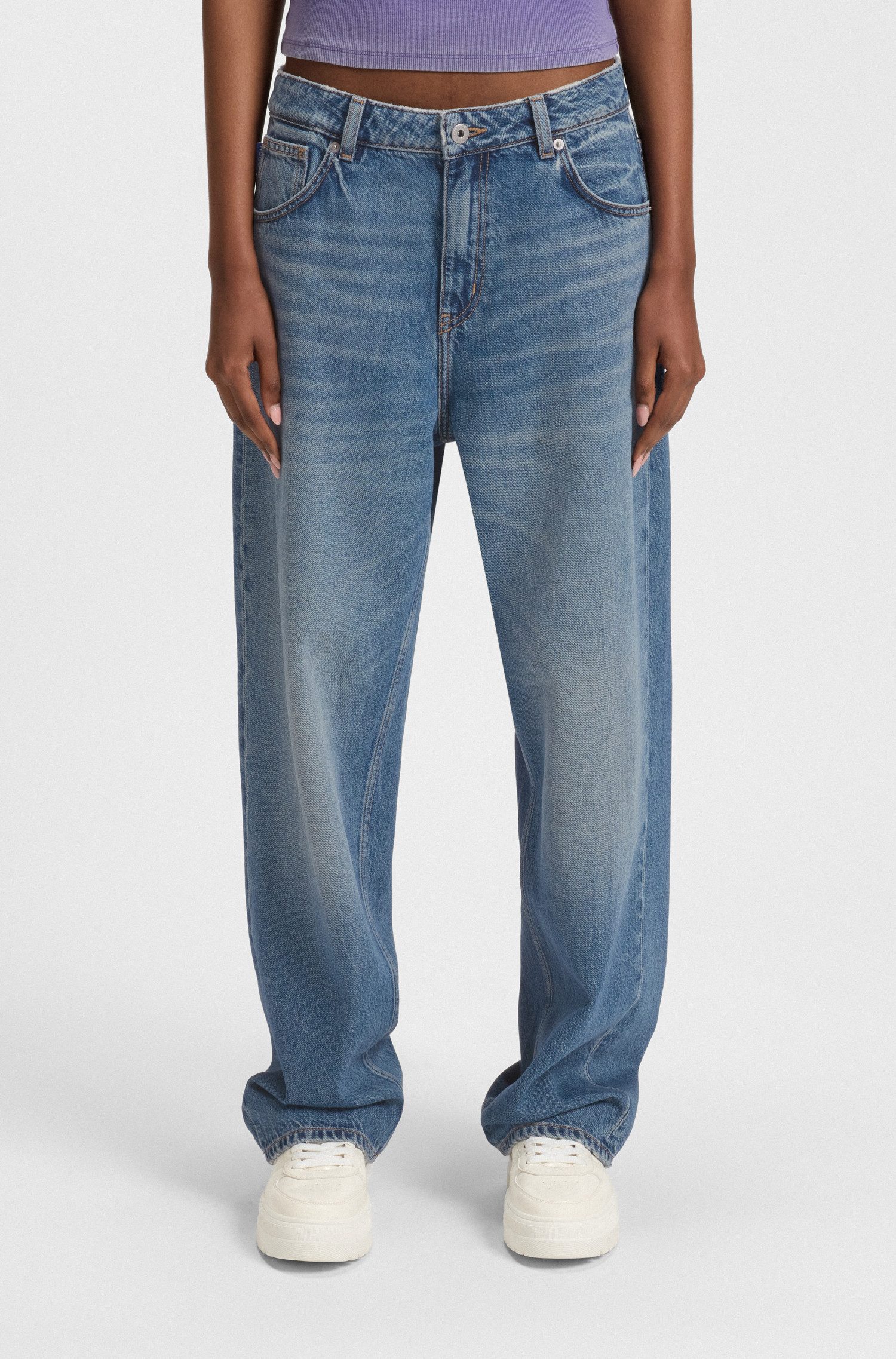 HUGO Blue 5-Pocket-Jeans Leni Loose Fit Baggy Jeans Wide Leg Low to Mid Wai günstig online kaufen