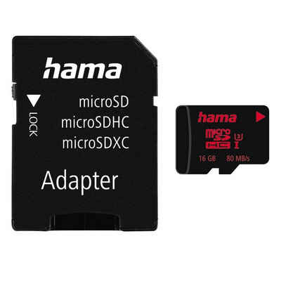 Hama »microSDHC 16GB UHS Speed Class 3 UHS-I 80MB/s + Adapter/Foto« Speicherkarte (16 GB, UHS Class 3, 80 MB/s Lesegeschwindigkeit)