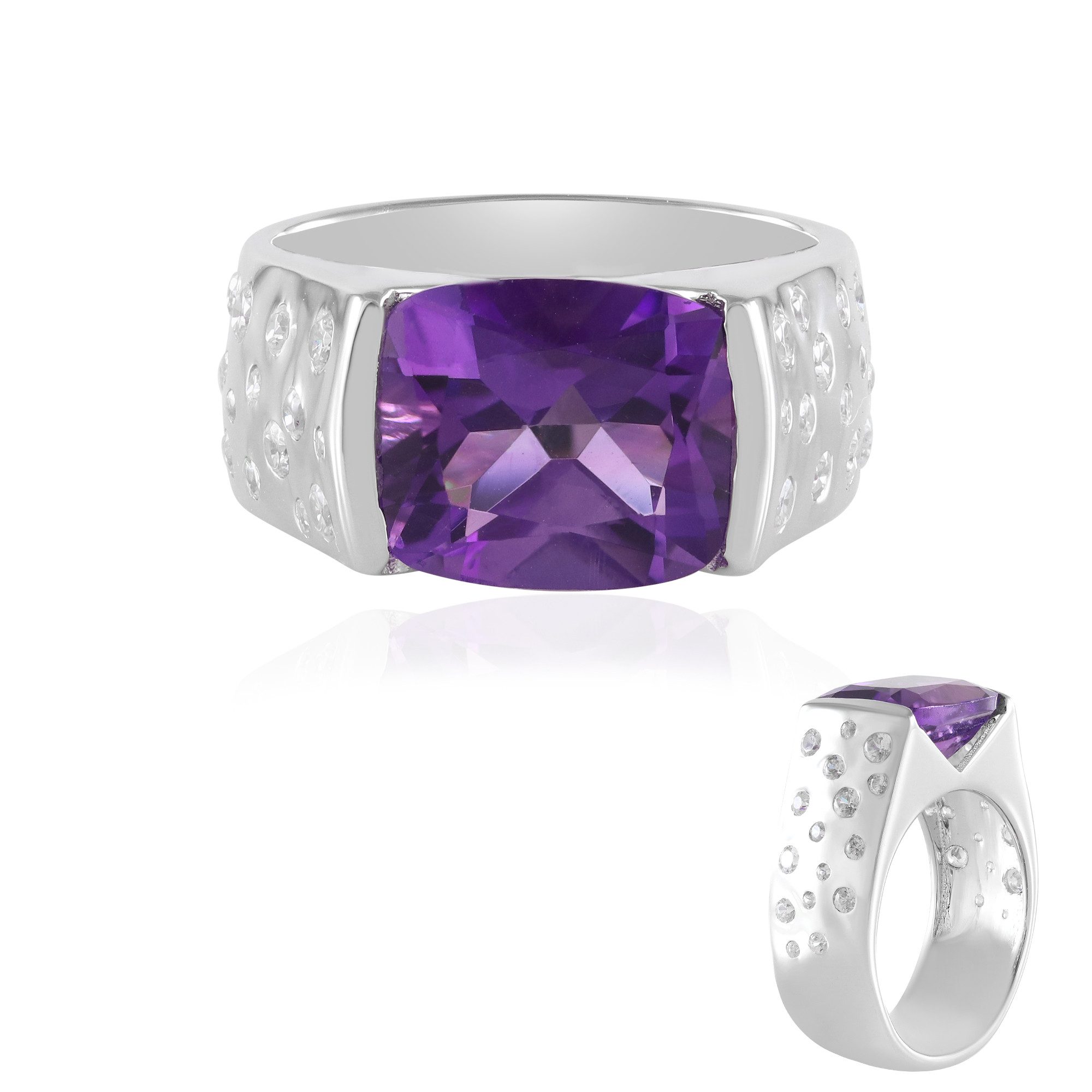 Cavill Silberring Cavill Ring aus 925er Sterling Silber, 4,45 ct Amethyst, Zirkon (1-tlg)