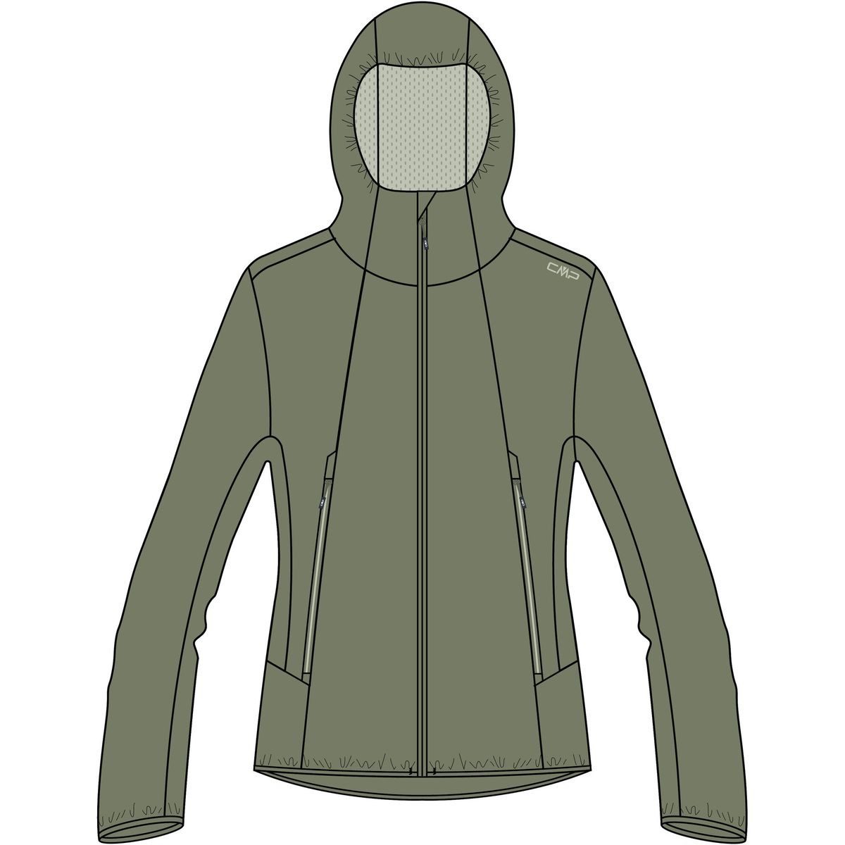 CMP Windbreaker Woman Jacket FIX Hood Ultraleichte, wasserabweisende Damenjacke mit Stretch-Nylon und
