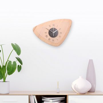 Kreative Feder Wanduhr Designer-Wanduhr "Triangle" aus hochwertigem Massivholz (ohne Ticken; Funk- oder Quarzuhrwerk; elegant, außergewöhnlich, modern)