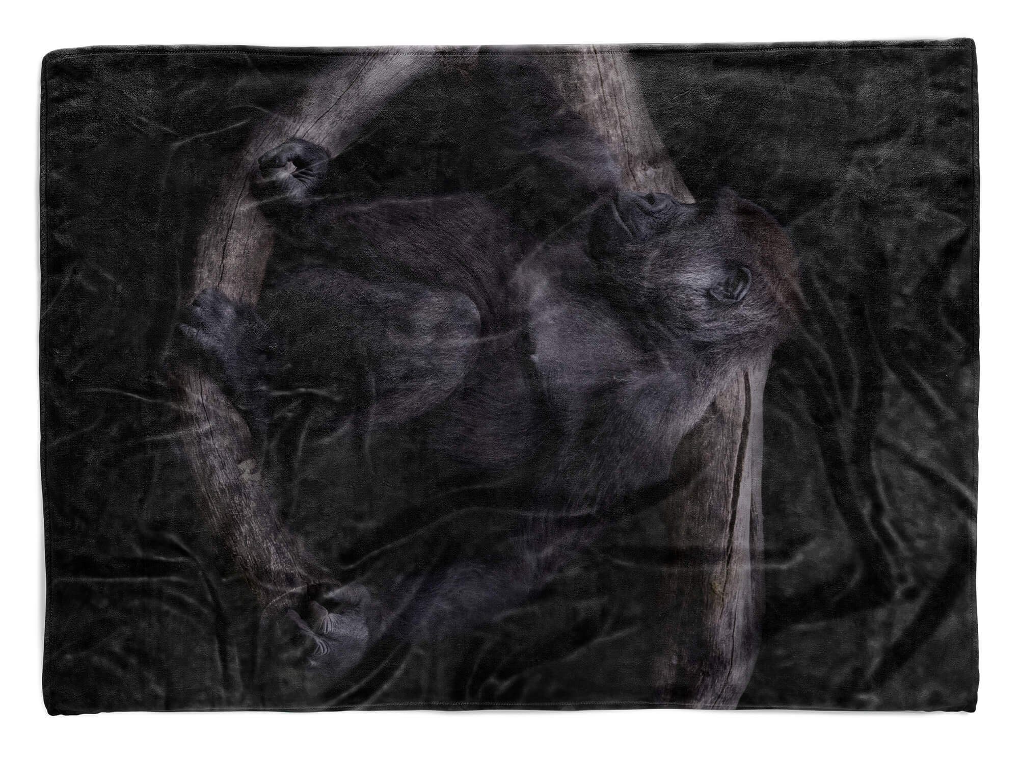 Sinus Art Handtücher Handtuch Strandhandtuch Saunatuch Kuscheldecke mit Tiermotiv Gorilla Weibchen S, Baumwolle-Polyester-Mix (1-St), Handtuch
