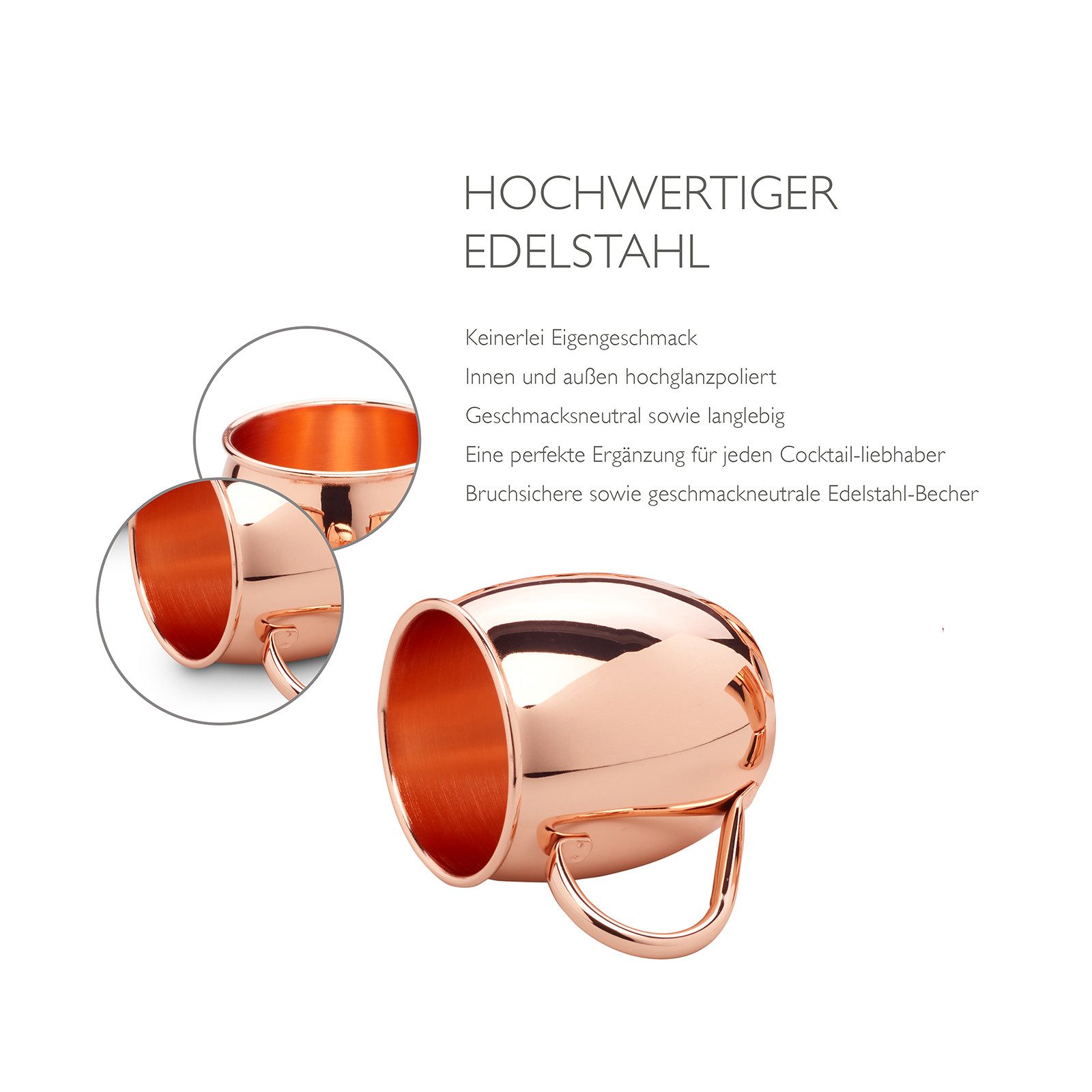 ECHTWERK Tasse EW-MM-1755G Moscow Mule Kupferbecher 5tlg, 5-tlg., Edelstahl – Bild 3 von 4