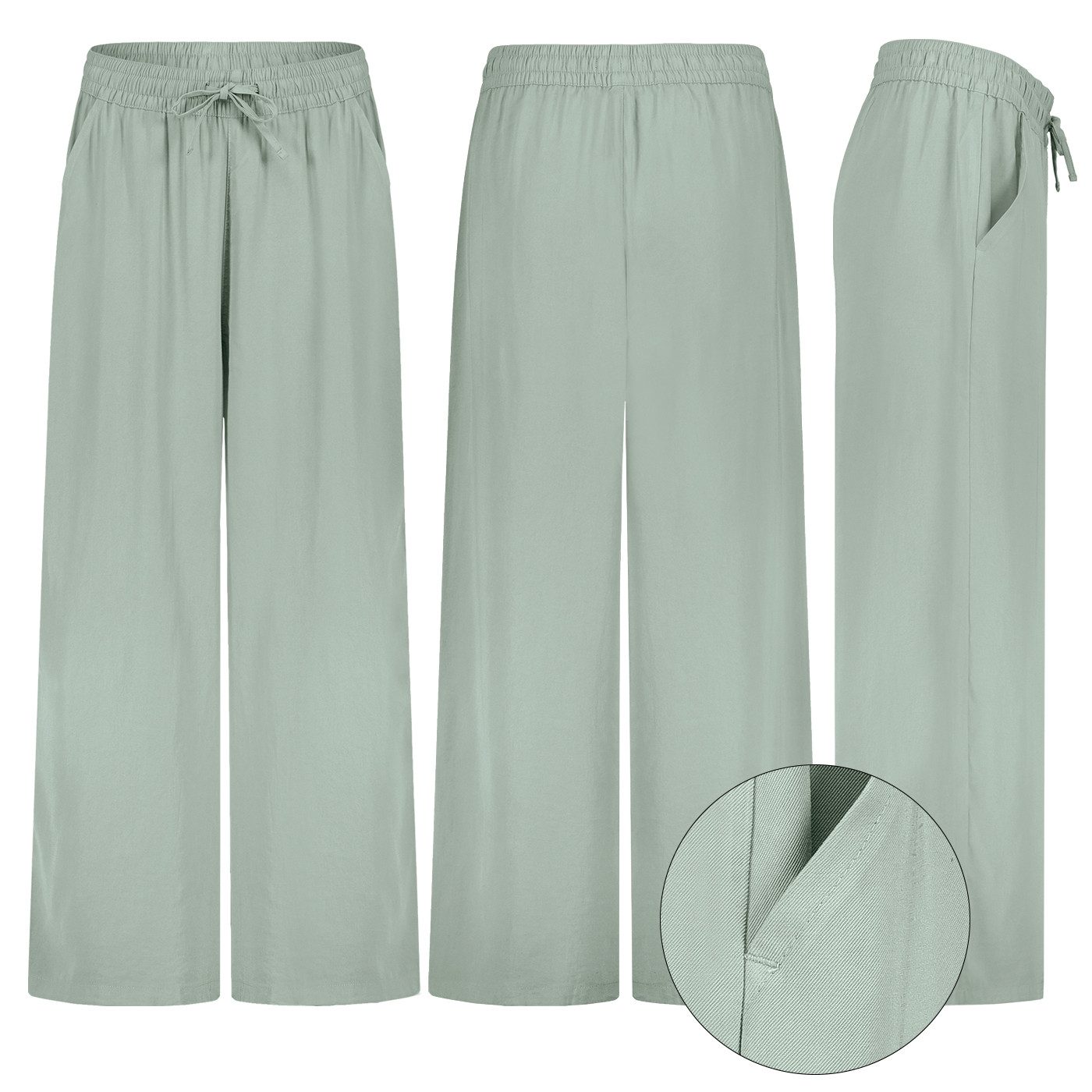 SUBLEVEL Chinos Damen Luftige Sommerhose Freizeit Weit geschnitten Stoffhos günstig online kaufen