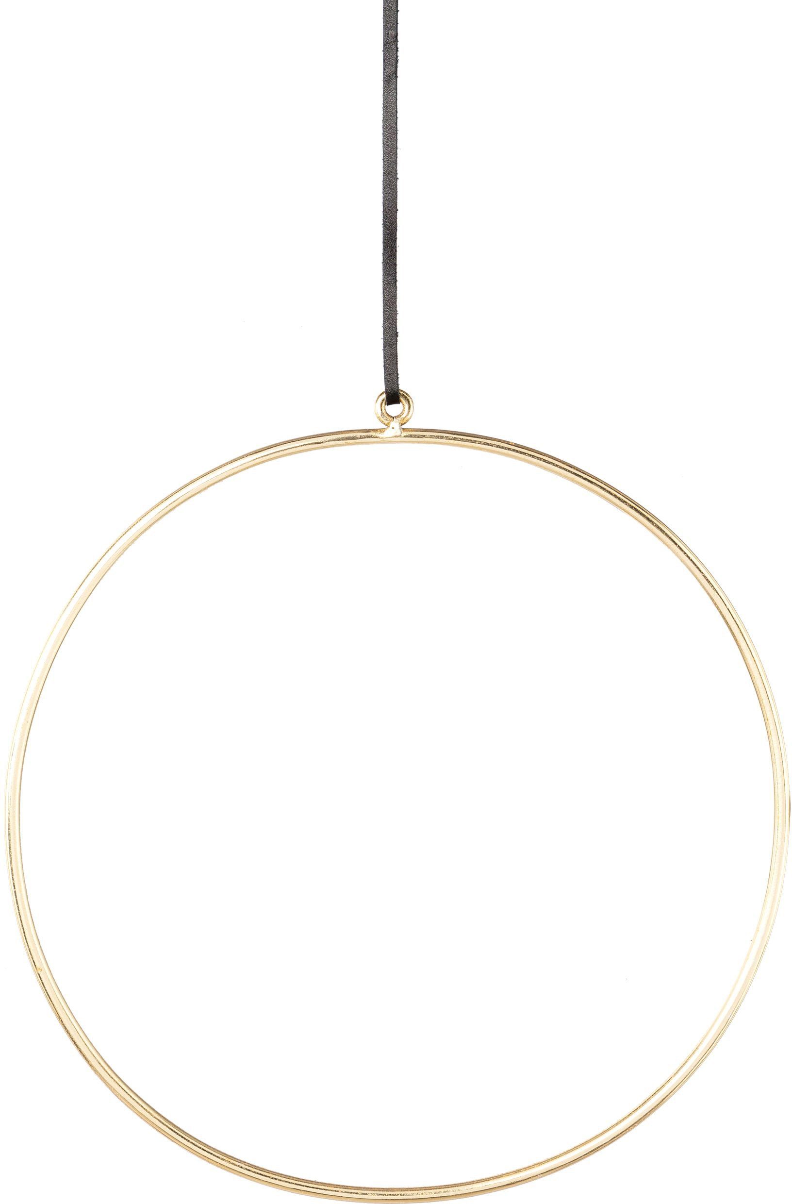 Creativ deco Dekohänger (2 St), cm Ø 30 goldfarben Metallring mit hochwertigem Lederband