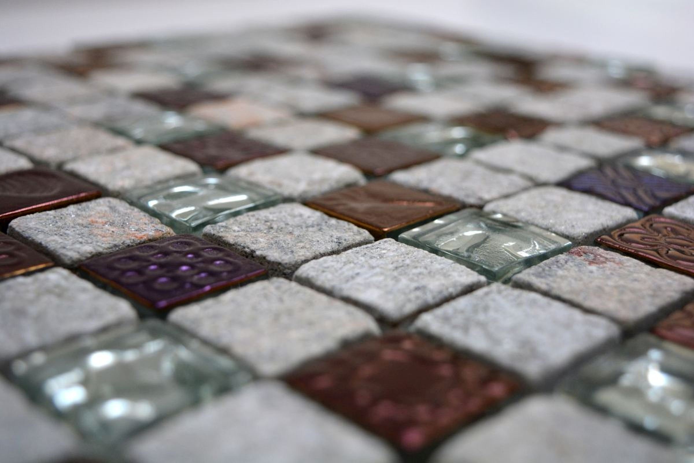 Mosani Mosaikfliesen Rustikal Quarzit Kunststein Mosaikfliese hellgrau silber Glasmosaik