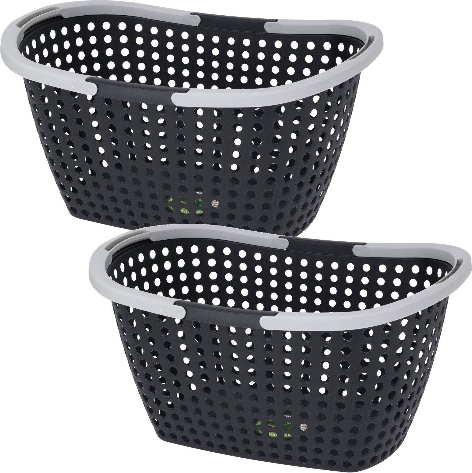 Koopman Einkaufskorb Tragekorb Box Einkauf 23 L Kiste Henkel Schwarz 2 er S günstig online kaufen