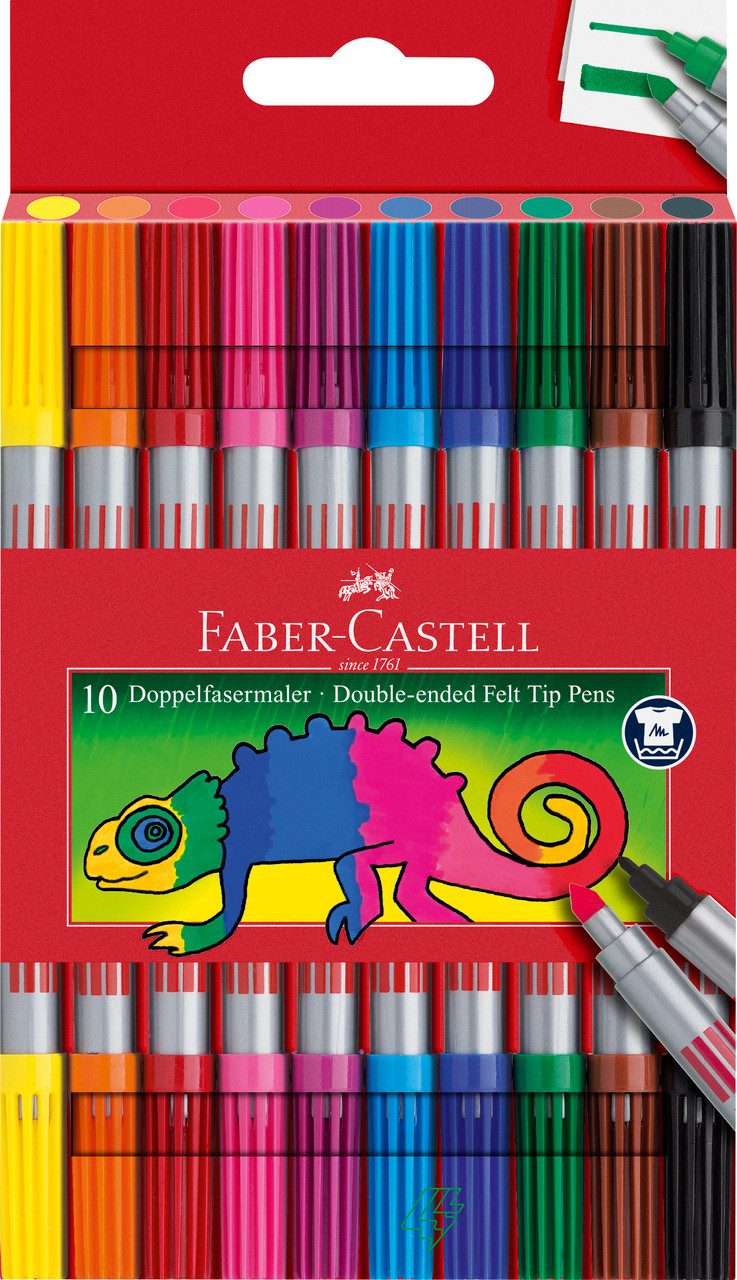 Faber-Castell Filzstift Doppelfasermaler, Filzstifte Set 10-teilig für Kinder und Erwachsene