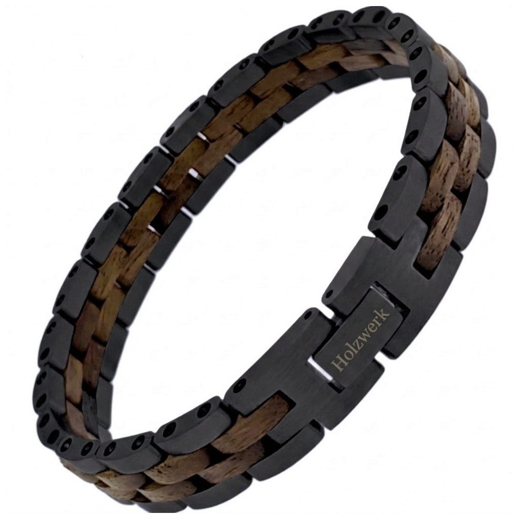 Holzwerk Edelstahlarmband Designer Holz Armband, Armkette Gliederarmband, inklusive Armbandkürzer, Holz Unikate, ideal auch als Geschenk