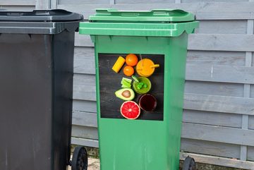 MuchoWow Wandsticker Obst - Smoothie - Industriell - Sommer (1 St), Mülleimer-aufkleber, Mülltonne, Sticker, Container, Abfalbehälter