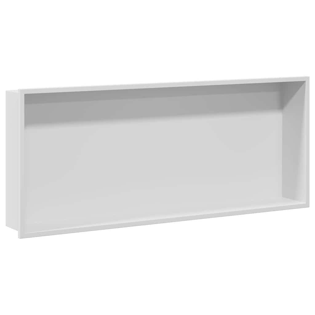 vidaXL Duschwand Duschnische Weiß 75 x 30 x 9,5 cm Edelstahl, (1 tlg)